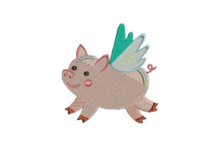 Cute Flying Pig: A Seasonal Embroidery Gem